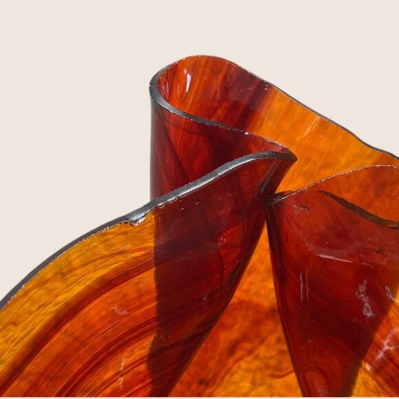 🤎 LUCITE MID CENTURY VINTAGE HANDKERCHIEF VASE BOWL CENTERPIECE TORTOISESHELL - Picture 6 of 8